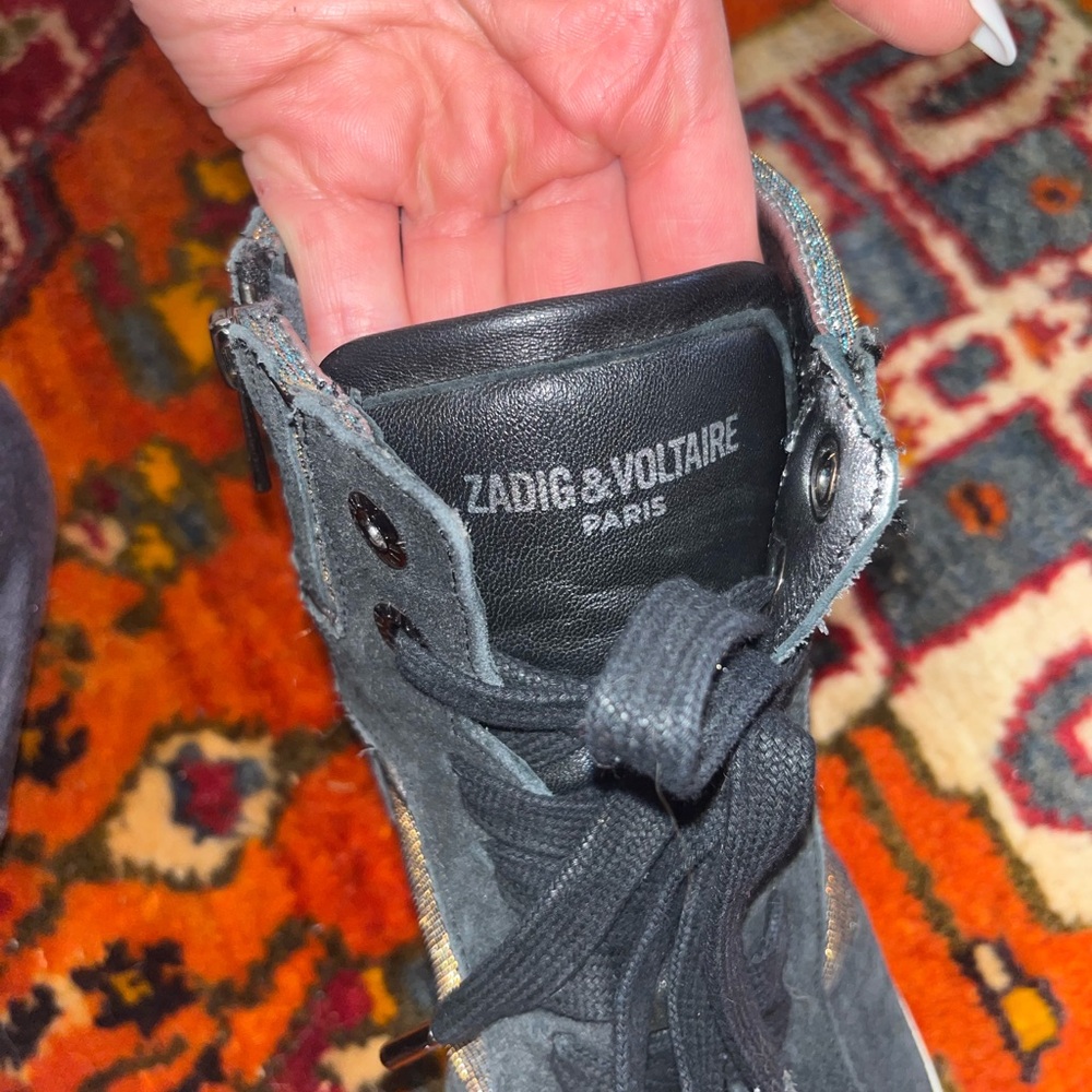 Zadig & Voltaire Black and Silver Glitter Sneakers - Picture 8 of 11